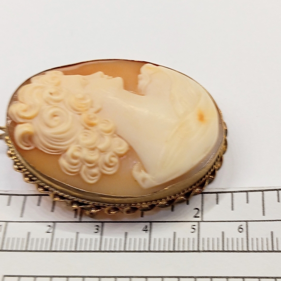 Vintage 10k Genuine Carved Cameo Brooch Pendant - Picture 3 of 8